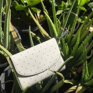 NEW Polka Dot Clutch w/ gold wristlet holder